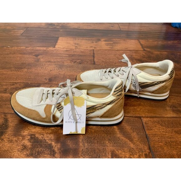 Gola Cream & Tan Suede Animal Print Lace-Up Sneakers, Size 10 | 41 - Picture 4 of 8